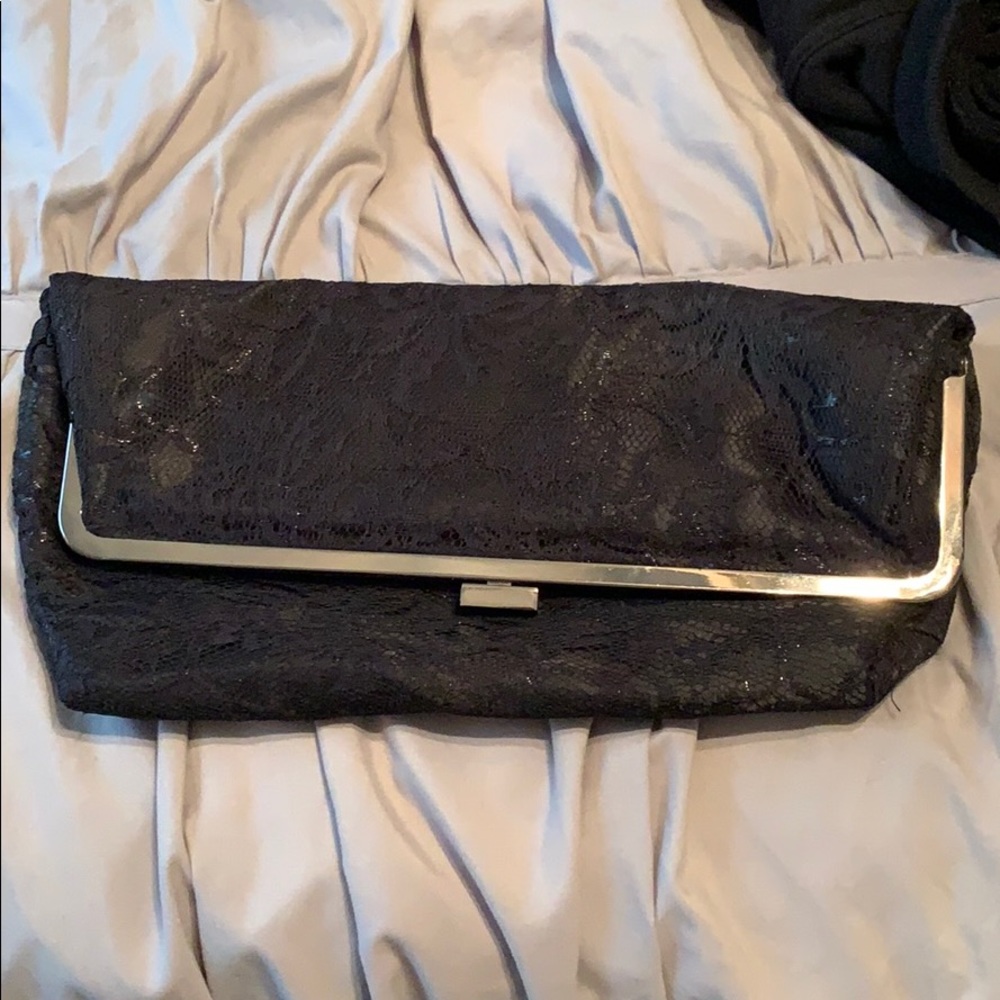 Black lace clutch